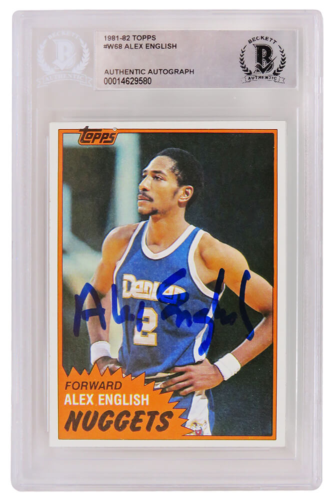 Alex English Signed Denver Nuggets 1981-82 Topps Basketball Trading Card #W68 - (Beckett Encapsulated) - ENGCAR202 - Alex English Signed Denver Nuggets 1981-82 Topps Basketball Trading Card #W68 - (Beckett Encapsulated) product image