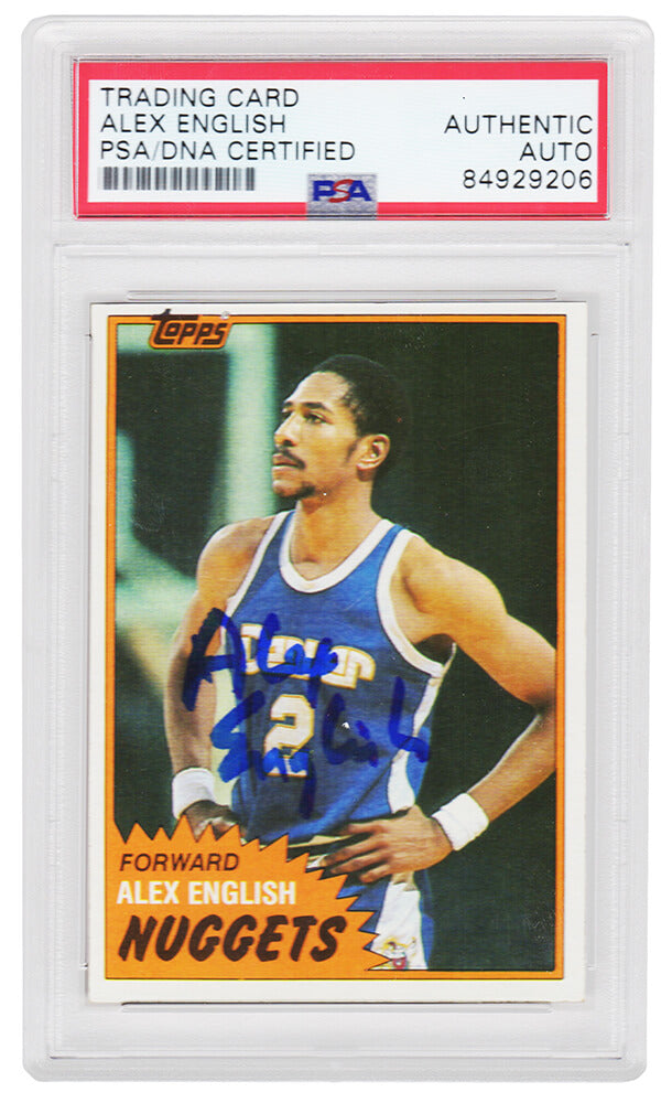 Alex English Signed Denver Nuggets 1981-82 Topps Basketball Trading Card #W68 - (PSA Encapsulated) - ENGCAR203 - Alex English Signed Denver Nuggets 1981-82 Topps Basketball Trading Card #W68 - (PSA Encapsulated) product image