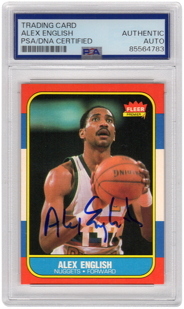 Alex English Signed Denver Nuggets 1986 Fleer Basketball Trading Card #30 - (PSA Encapsulated) - ENGCAR204 - Alex English Signed Denver Nuggets 1986 Fleer Basketball Trading Card #30 - (PSA Encapsulated) product image