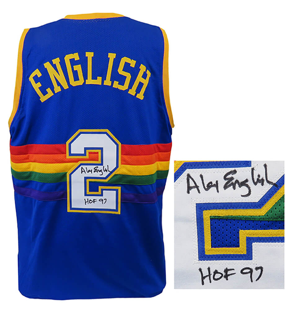 Alex English Signed Blue Throwback Custom Basketball Jersey w/HOF'97 - ENGJRY200 - Alex English Signed Blue Throwback Custom Basketball Jersey w/HOF'97 product image