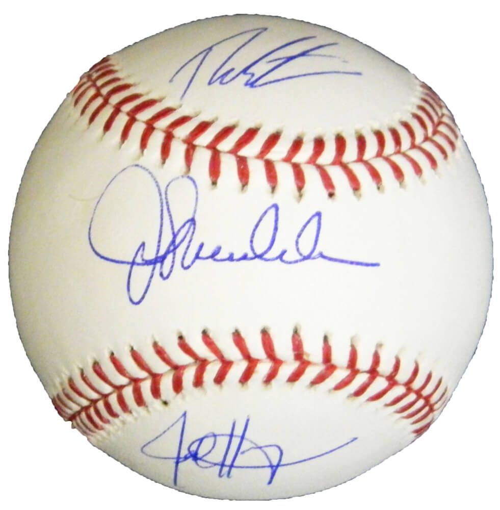 Joe Maddon, Theo Epstein & Jed Hoyer Triple Signed Rawlings Official MLB Baseball - EPSBSB116 - Joe Maddon, Theo Epstein & Jed Hoyer Triple Signed Rawlings Official MLB Baseball product image