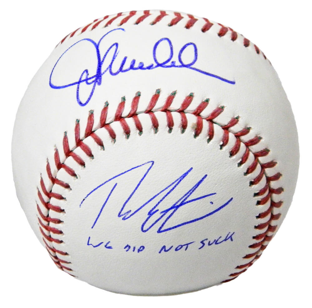 Joe Maddon & Theo Epstein Dual Signed Rawlings Official MLB Baseball w/We Did Not Suck - EPSBSB118 - Joe Maddon & Theo Epstein Dual Signed Rawlings Official MLB Baseball w/We Did Not Suck product image