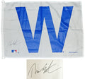 Theo Epstein Signed Chicago Cubs 27x37 White W Flag - EPSFLG100 - Theo Epstein Signed Chicago Cubs 27x37 White W Flag product image