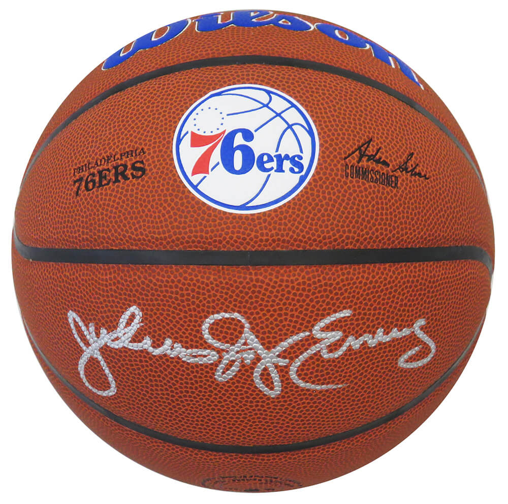 Julius 'Dr. J' Erving Signed Wilson Philadelphia 76ers Logo Team Alliance NBA Basketball - ERVBSK206 - Julius 'Dr. J' Erving Signed Wilson Philadelphia 76ers Logo Team Alliance NBA Basketball product image