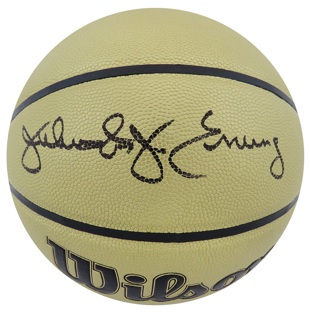 Julius 'Dr. J' Erving Signed Wilson Gold NBA Basketball - ERVBSK209 - Julius 'Dr. J' Erving Signed Wilson Gold NBA Basketball product image