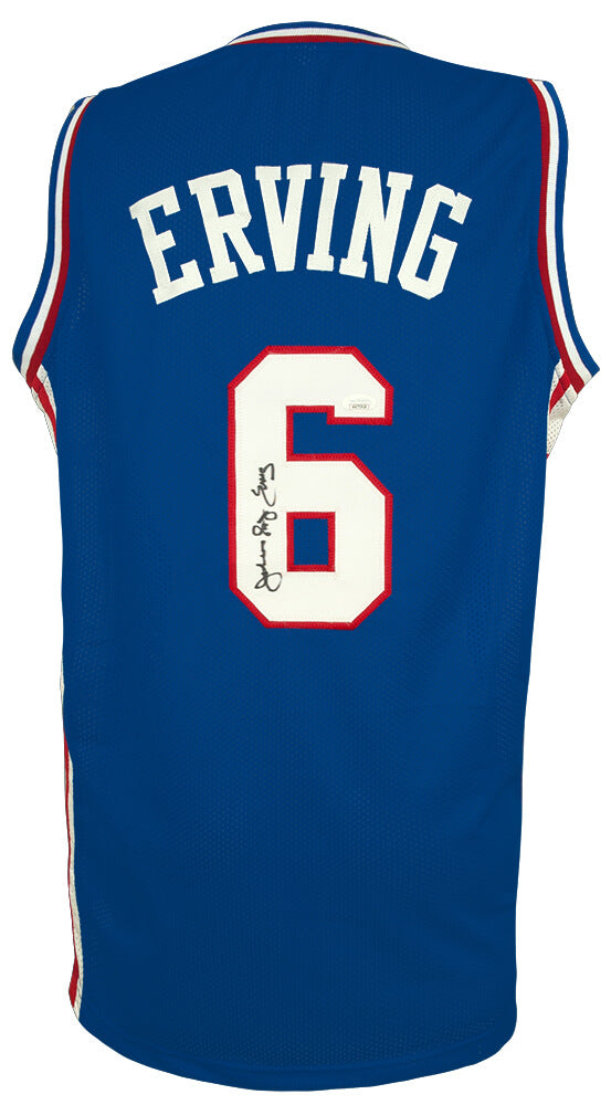 Julius 'Dr. J' Erving Signed Blue Throwback Custom Basketball Jersey - (JSA) - ERVJRY202 - Julius 'Dr. J' Erving Signed Blue Throwback Custom Basketball Jersey - (JSA) product image