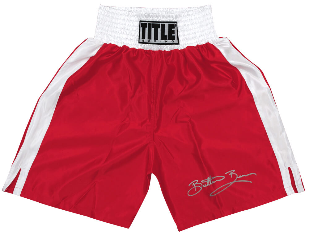 Eric 'Butterbean' Esch Signed Title Red With White Trim Boxing Trunks - ESCTRU500 - Eric 'Butterbean' Esch Signed Title Red With White Trim Boxing Trunks product image