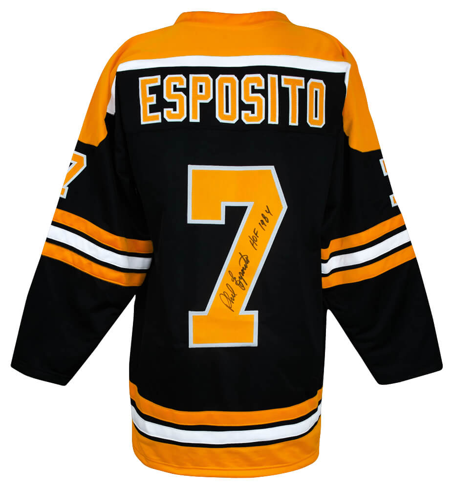 Phil Esposito Signed Black Custom Hockey Jersey w/HOF 1984 - ESPJRY411 - Phil Esposito Signed Black Custom Hockey Jersey w/HOF 1984 product image