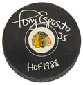 Tony Esposito Signed Blackhawks Logo Hockey Puck w/HOF 1988 - ESPPUC403 - Tony Esposito Signed Blackhawks Logo Hockey Puck w/HOF 1988 product image