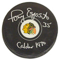 Tony Esposito Signed Blackhawks Logo Hockey Puck w/Calder 1970 - ESPPUC404 - Tony Esposito Signed Blackhawks Logo Hockey Puck w/Calder 1970 product image