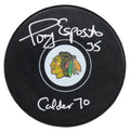 Tony Esposito Signed Chicago Blackhawks Logo Hockey Puck w/70 Calder - ESPPUC408 - Tony Esposito Signed Chicago Blackhawks Logo Hockey Puck w/70 Calder product image