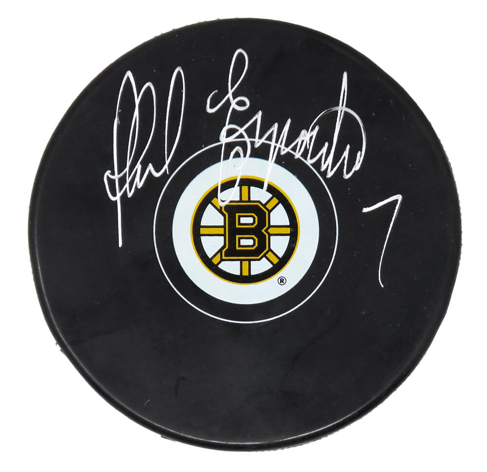 Phil Esposito Signed Boston Bruins Logo Hockey Puck - ESPPUC420 - Phil Esposito Signed Boston Bruins Logo Hockey Puck product image