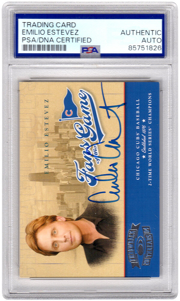 Emilio Estevez Signed 2004 Donruss Threads Fans of the Game Trading Card #201 - (PSA Encapsulated) - ESTCAR503 - Emilio Estevez Signed 2004 Donruss Threads Fans of the Game Trading Card #201 - (PSA Encapsulated) product image