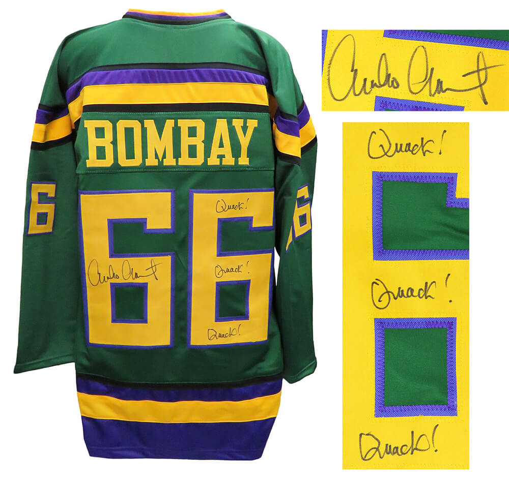 Emilio Estevez Signed Green Custom Hockey Jersey w/Quack, Quack, Quack - ESTJRY507 - Emilio Estevez Signed Green Custom Hockey Jersey w/Quack, Quack, Quack product image