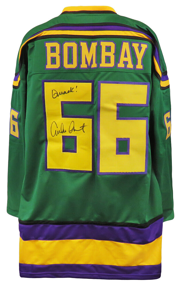 Emilio Estevez Signed Bombay Green Custom Hockey Jersey w/Quack - ESTJRY510 - Emilio Estevez Signed Bombay Green Custom Hockey Jersey w/Quack product image