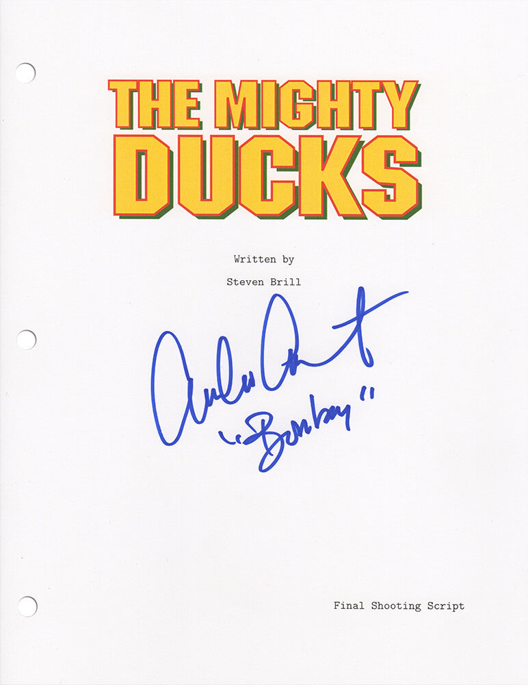 Emilio Estevez Signed Mighty Ducks Movie Script Cover Page w/Bombay - ESTOTH502 - Emilio Estevez Signed Mighty Ducks Movie Script Cover Page w/Bombay product image