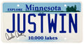 Emilio Estevez Signed Mighty Ducks Gordon Bombay 'Just Win' Minnesota License Plate - ESTOTH504 - Emilio Estevez Signed Mighty Ducks Gordon Bombay 'Just Win' Minnesota License Plate product image