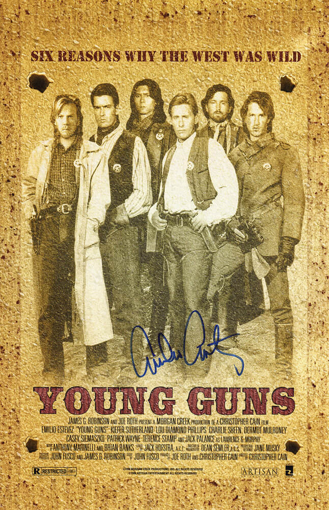 Emilio Estevez Signed Young Guns 11x17 Poster - ESTPST514 - Emilio Estevez Signed Young Guns 11x17 Poster product image
