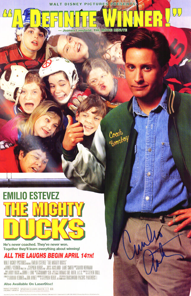 Emilio Estevez Signed Mighty Ducks 11x17 Movie Poster - ESTPST515 - Emilio Estevez Signed Mighty Ducks 11x17 Movie Poster product image