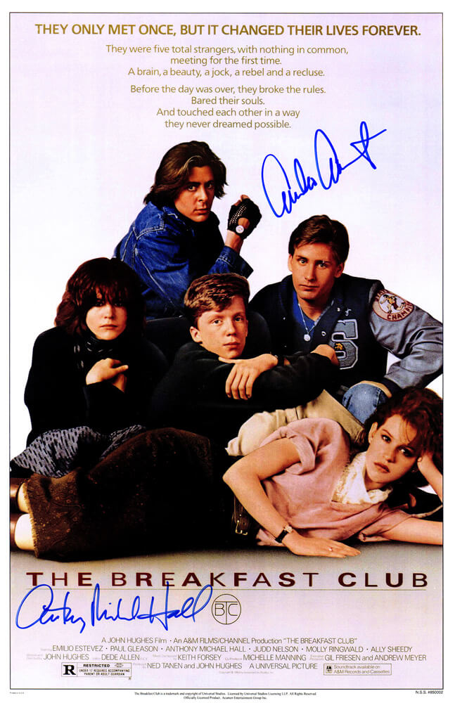 Emilio Estevez & Anthony Michael Hall Dual Signed The Breakfast Club 11x17 Movie Poster - ESTPST522 - Emilio Estevez & Anthony Michael Hall Dual Signed The Breakfast Club 11x17 Movie Poster product image