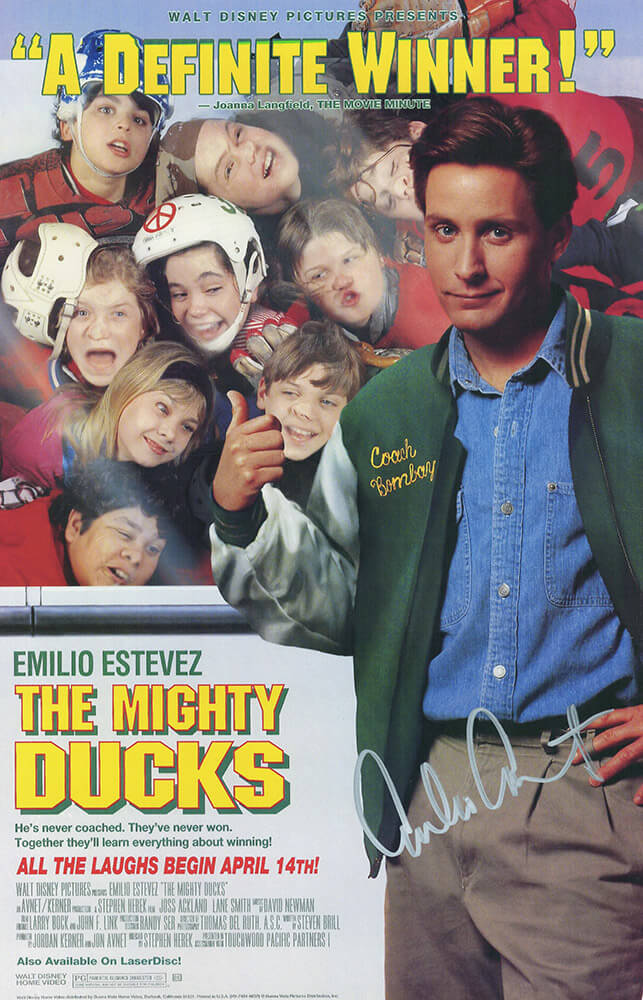 Emilio Estevez Signed The Mighty Ducks 11x17 Movie Poster (In Silver) - ESTPST524 - Emilio Estevez Signed The Mighty Ducks 11x17 Movie Poster (In Silver) product image