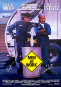 Charlie Sheen & Emilio Estevez Dual Signed Men At Work 27x40 Full Size Movie Poster - ESTPST529 - Charlie Sheen & Emilio Estevez Dual Signed Men At Work 27x40 Full Size Movie Poster product image