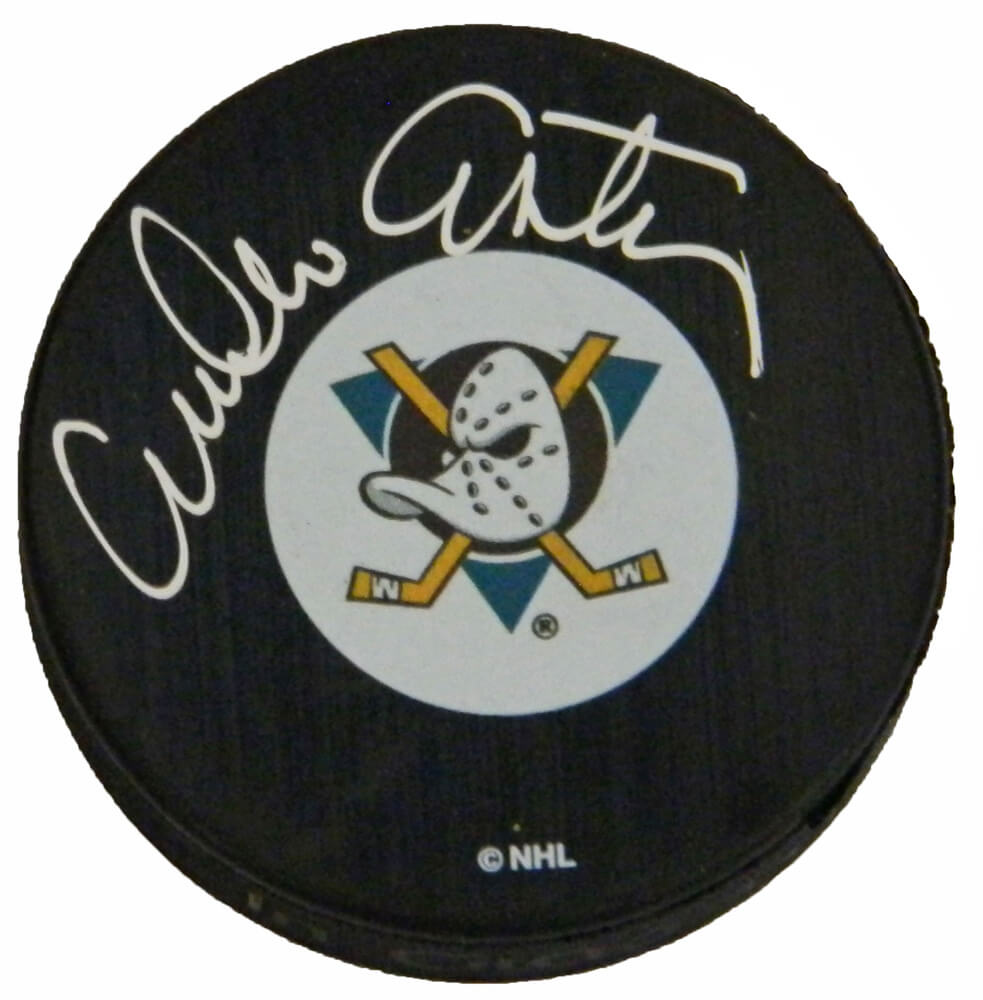 Emilio Estevez Signed Mighty Ducks Logo Hockey Puck - ESTPUC400 - Emilio Estevez Signed Mighty Ducks Logo Hockey Puck product image