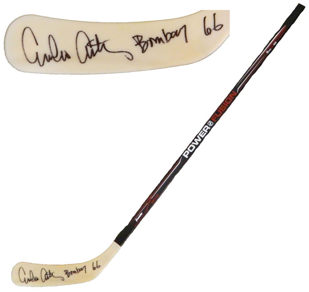 Emilio Estevez Signed Franklin Power Fusion Black & White 48 Inch Full Size Hockey Stick w/Bombay #66 - ESTSTK400 - Emilio Estevez Signed Franklin Power Fusion Black & White 48 Inch Full Size Hockey Stick w/Bombay #66 product image
