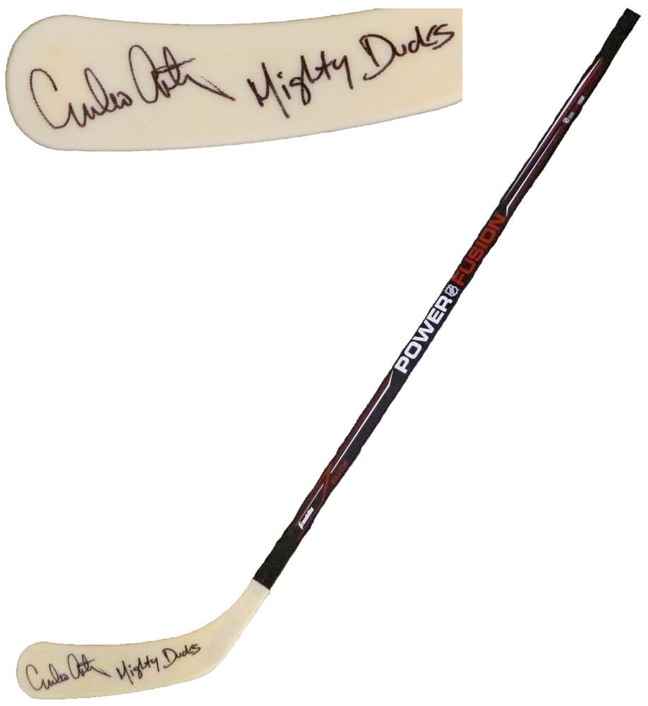 Emilio Estevez Signed Franklin Power Fusion Black & White 48 Inch Full Size Hockey Stick w/Mighty Ducks - ESTSTK401 - Emilio Estevez Signed Franklin Power Fusion Black & White 48 Inch Full Size Hockey Stick w/Mighty Ducks product image