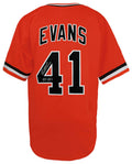 Darrell Evans Signed Orange Throwback Custom Baseball Jersey w/414 HRs - EVAJRY110 - Darrell Evans Signed Orange Throwback Custom Baseball Jersey w/414 HRs product image