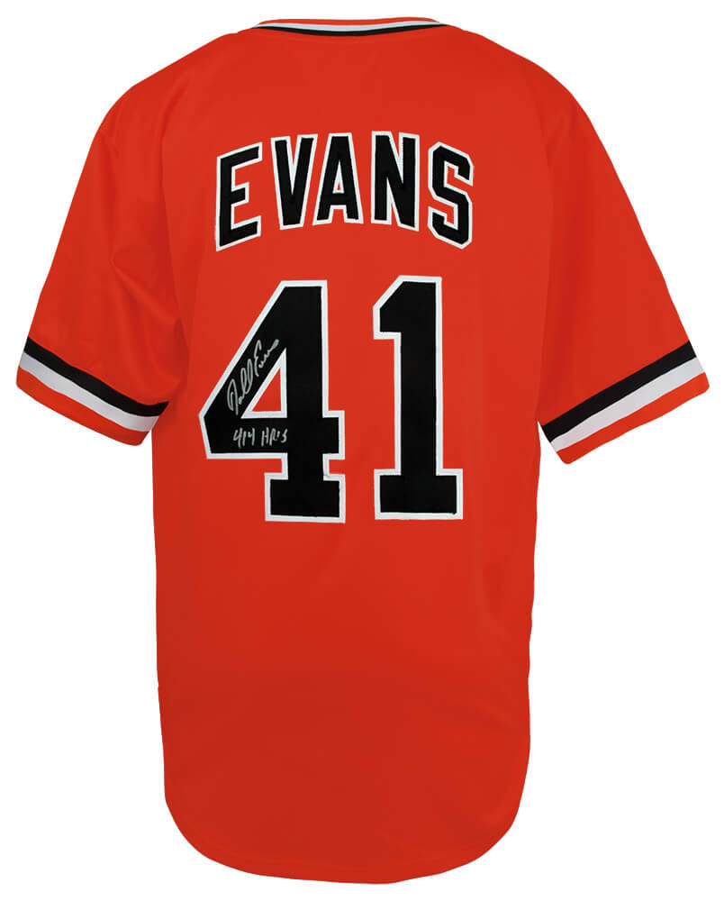 Darrell Evans Signed Orange Throwback Custom Baseball Jersey w/414 HRs - EVAJRY110 - Darrell Evans Signed Orange Throwback Custom Baseball Jersey w/414 HRs product image