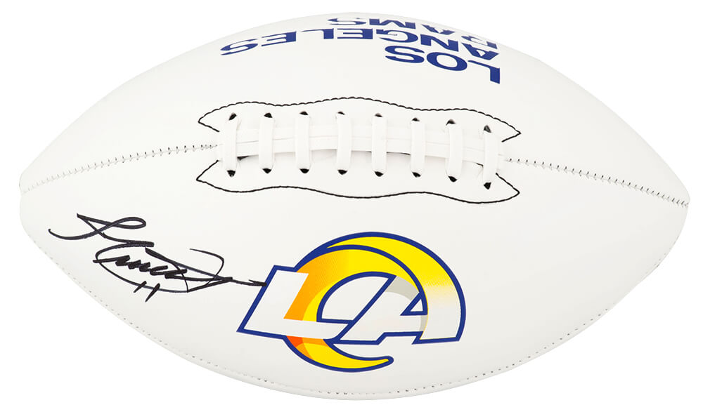 Jim Everett Signed Los Angeles Rams Logo Franklin White Football - EVEFTB300 - Jim Everett Signed Los Angeles Rams Logo Franklin White Football product image