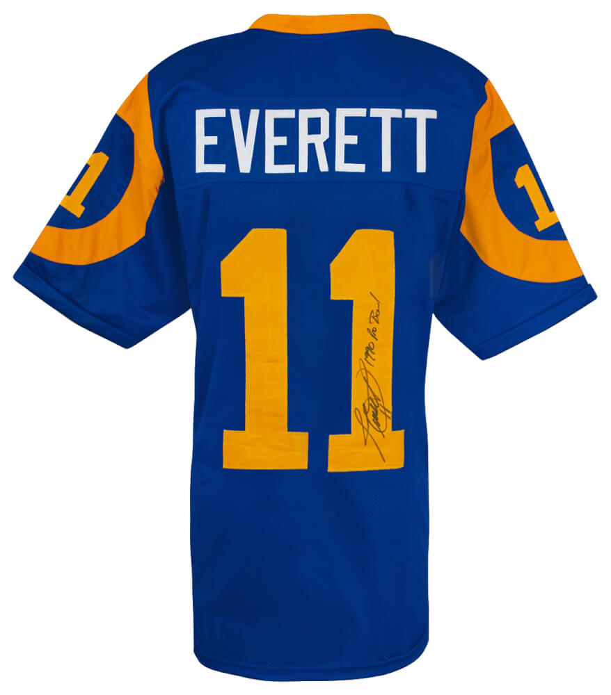 Jim Everett Signed Blue Throwback Custom Football Jersey w/1990 Pro Bowl - EVEJRY302 - Jim Everett Signed Blue Throwback Custom Football Jersey w/1990 Pro Bowl product image