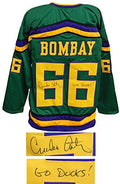 Emilio Estevez Signed Green Throwback Custom Hockey Jersey w/Go Ducks - ESTJRY501 - Emilio Estevez Signed Green Throwback Custom Hockey Jersey w/Go Ducks product image