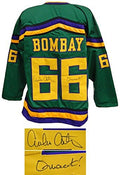 Emilio Estevez Signed Green Throwback Custom Hockey Jersey w/Quack - ESTJRY502 - Emilio Estevez Signed Green Throwback Custom Hockey Jersey w/Quack product image