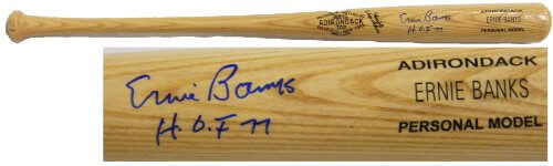 Ernie Banks Signed Autographed Adirondack 1960's Style Name-Engraved Bat w/HOF'77 - BANBAT101 - Ernie Banks Signed Autographed Adirondack 1960's Style Name-Engraved Bat w/HOF'77 product image