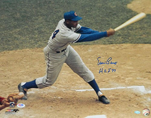 Ernie Banks Signed Chicago Cubs Swingning Action 16x20 Photo w/HOF'77 - BAN16P101 - Ernie Banks Signed Chicago Cubs Swingning Action 16x20 Photo w/HOF'77 product image