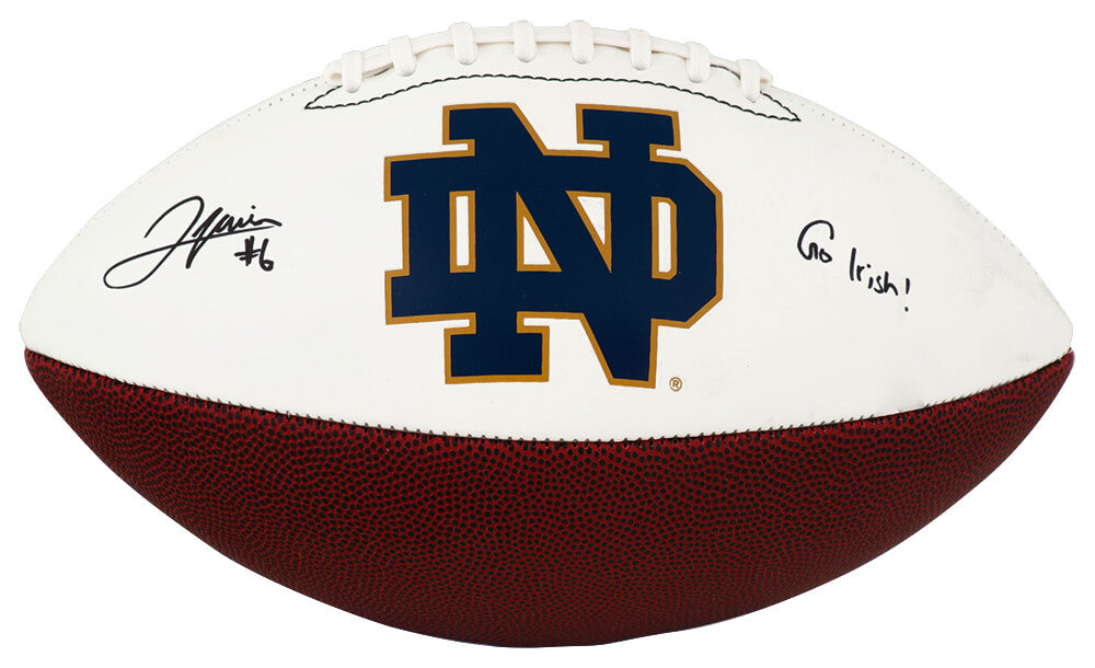 Jordan Faison Signed Notre Dame Fighting Irish Logo Brand White Logo Football w/Go Irish - FAIFTB300 - Jordan Faison Signed Notre Dame Fighting Irish Logo Brand White Logo Football w/Go Irish product image