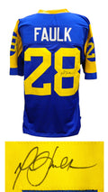 Marshall Faulk Signed Blue Throwback Custom Football Jersey - FAUJRY300 - Marshall Faulk Signed Blue Throwback Custom Football Jersey product image