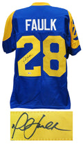 Marshall Faulk Signed Blue Throwback Custom Football Jersey (Beckett) - FAUJRY301 - Marshall Faulk Signed Blue Throwback Custom Football Jersey (Beckett) product image