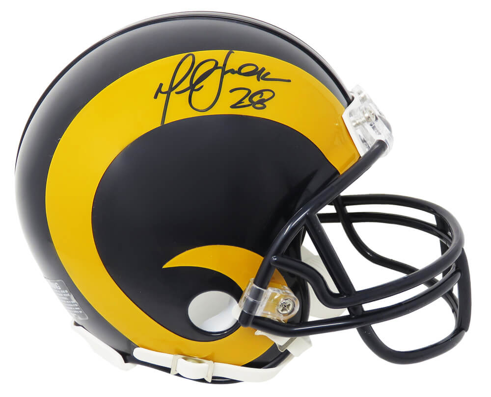 Marshall Faulk Signed Rams Throwback Riddell Mini Helmet (Beckett) - FAUMIN304 - Marshall Faulk Signed Rams Throwback Riddell Mini Helmet (Beckett) product image
