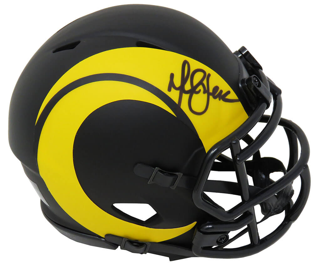 Marshall Faulk Signed Rams Eclipse Black Matte Riddell Speed Mini Helmet - FAUMIN307 - Marshall Faulk Signed Rams Eclipse Black Matte Riddell Speed Mini Helmet product image