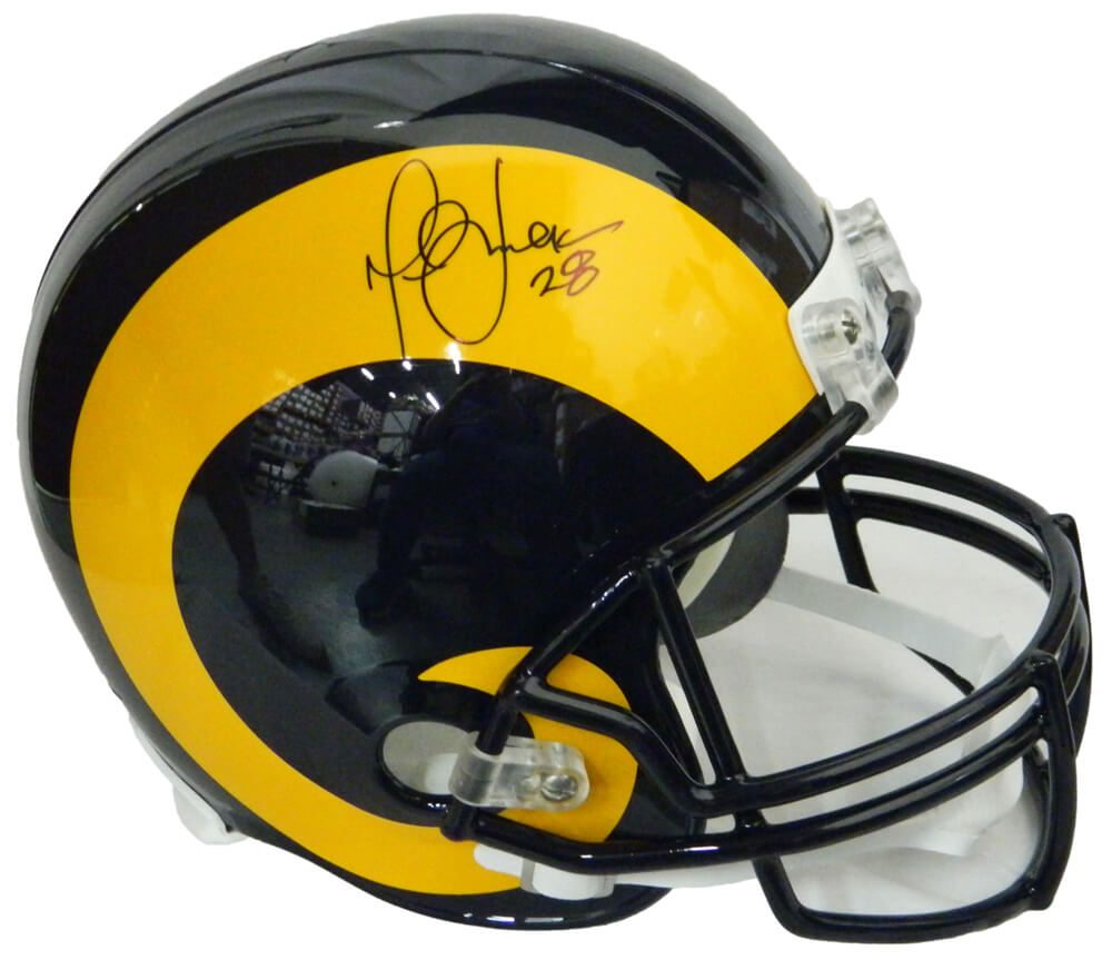Marshall Faulk Signed Rams Throwback Riddell Full Size Replica Helmet - FAUREP300 - Marshall Faulk Signed Rams Throwback Riddell Full Size Replica Helmet product image