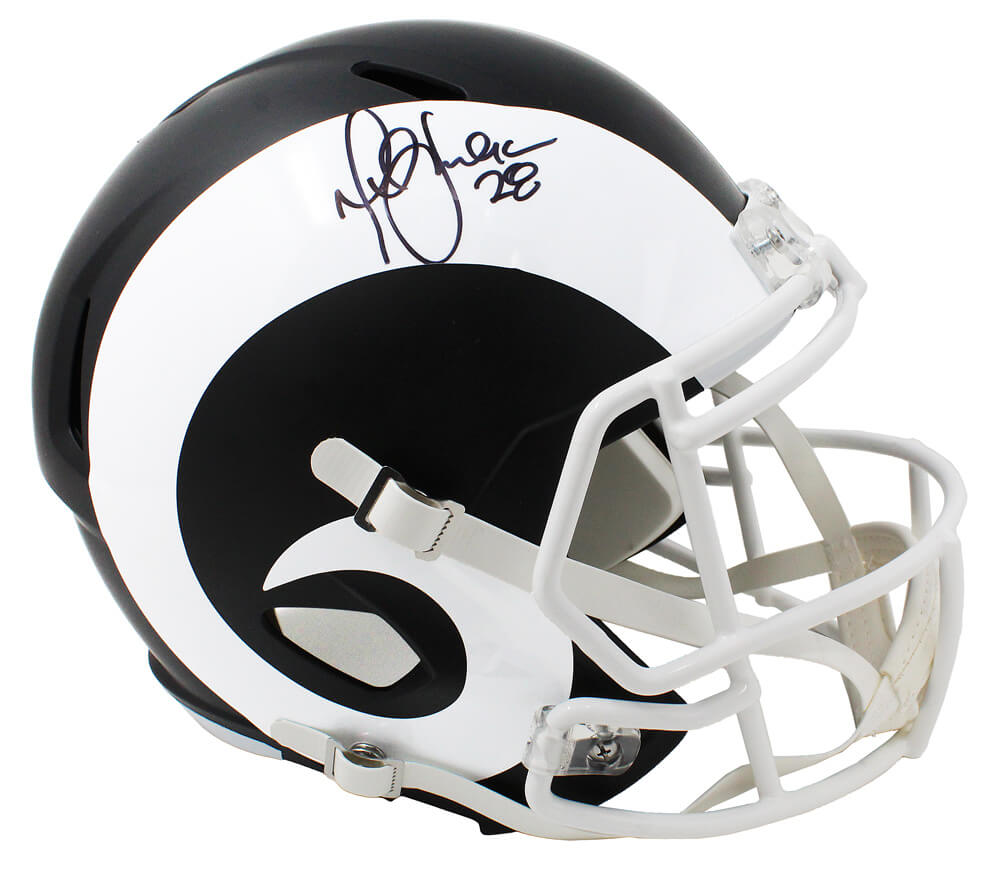 Marshall Faulk Signed Rams Flat Black Matte Riddell Speed Full Size Replica Helmet - FAUREP301 - Marshall Faulk Signed Rams Flat Black Matte Riddell Speed Full Size Replica Helmet product image