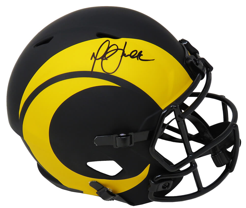 Marshall Faulk Signed Rams Eclipse Black Matte Riddell Full Size Speed Replica Helmet - FAUREP304 - Marshall Faulk Signed Rams Eclipse Black Matte Riddell Full Size Speed Replica Helmet product image