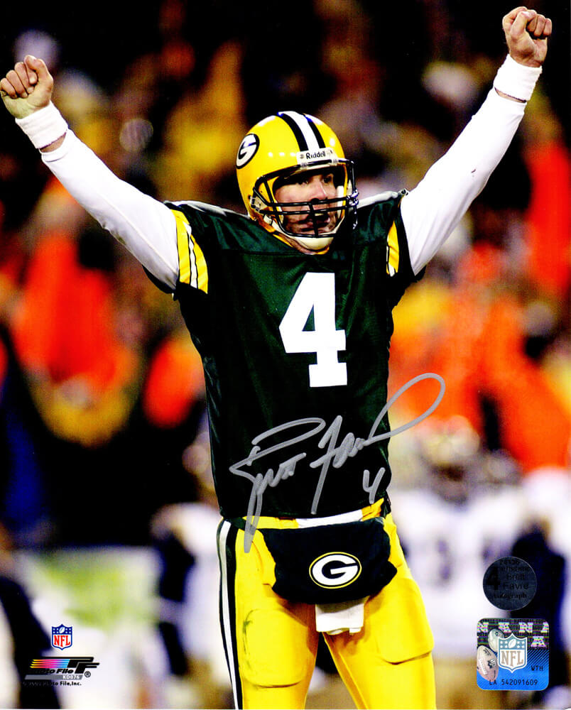 Brett Favre Signed Green Bay Packers Arms Raised 8x10 Photo - FAV08P303 - Brett Favre Signed Green Bay Packers Arms Raised 8x10 Photo product image