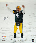 Brett Favre Signed Green Bay Packers Arms Raised Snow Game 16x20 Photo - FAV16P305 - Brett Favre Signed Green Bay Packers Arms Raised Snow Game 16x20 Photo product image