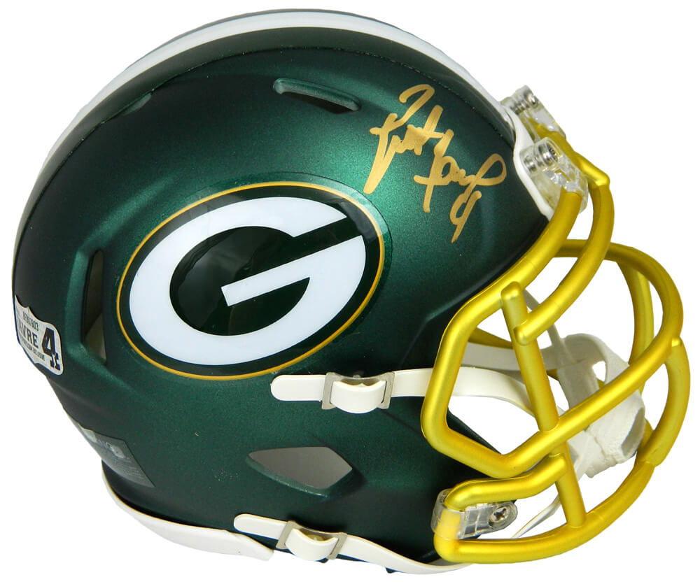 Brett Favre Signed Green Bay Packers Blaze Riddell Mini Helmet - FAVMIN301 - Brett Favre Signed Green Bay Packers Blaze Riddell Mini Helmet product image