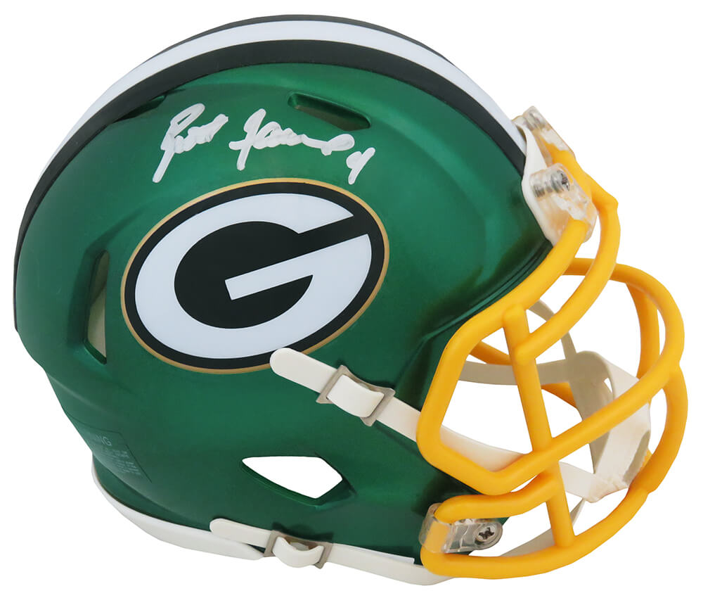Brett Favre Signed Green Bay Packers FLASH Riddell Speed Mini Helmet - FAVMIN312 - Brett Favre Signed Green Bay Packers FLASH Riddell Speed Mini Helmet product image
