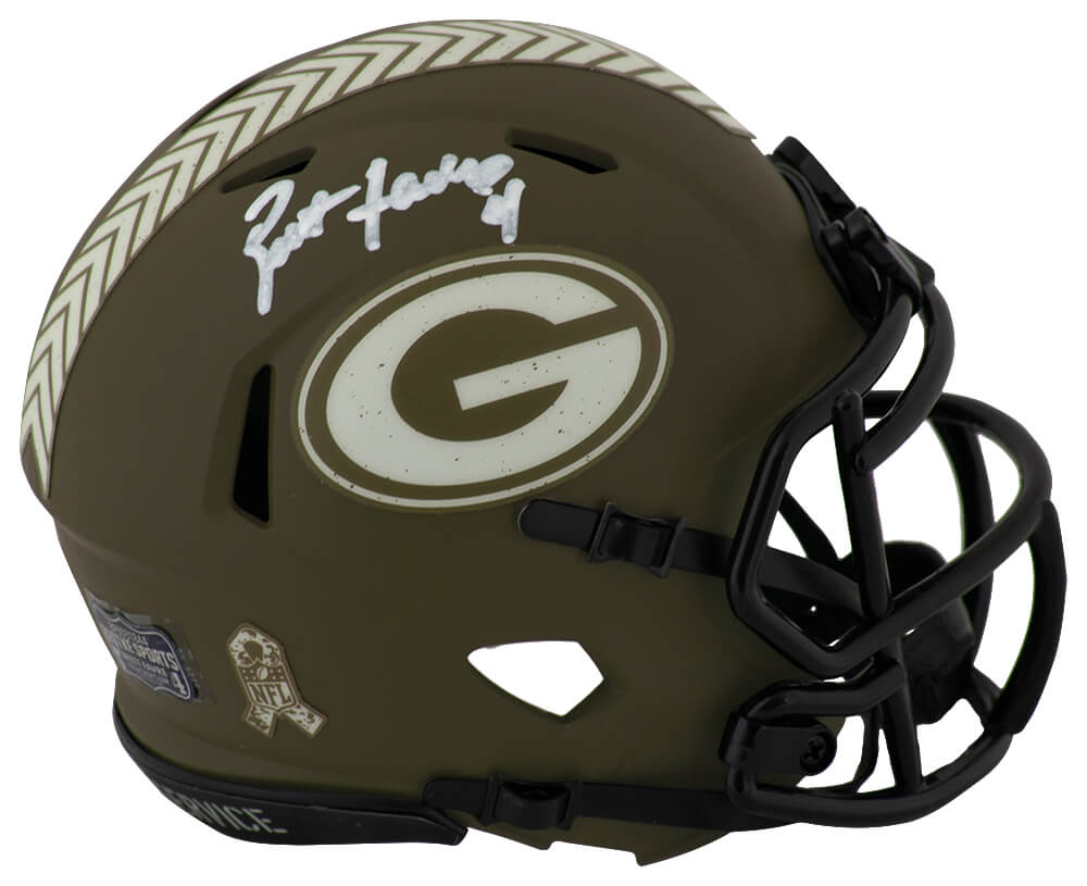 Brett Favre Signed Green Bay Packers SALUTE Riddell Speed Mini Helmet - FAVMIN316 - Brett Favre Signed Green Bay Packers SALUTE Riddell Speed Mini Helmet product image